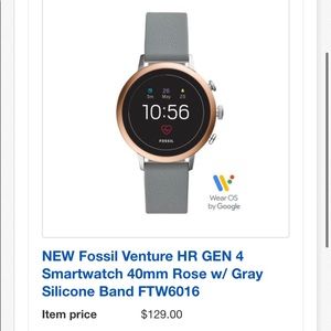 Fossil Venture Gen4 Smartwatch-Gray Brand new cond